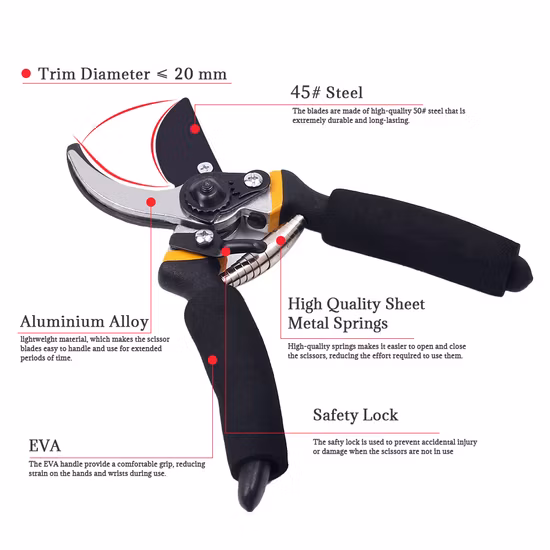 Professional Premium Titanium Bypass Pruning Shears Garden Tool